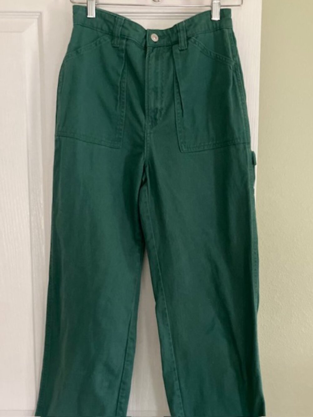 Divided women's green cargo pants canvas cotton size 4 utility boho wide leg - Picture 2 of 5